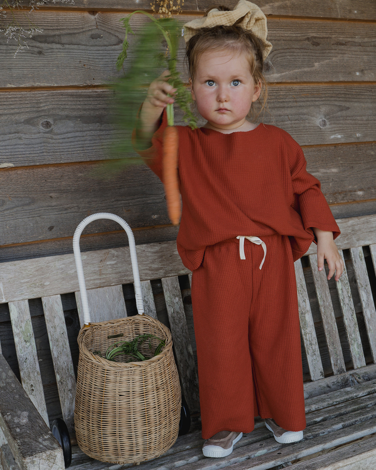 PAPRIKA WAFFLE WIDE LEG PANTS