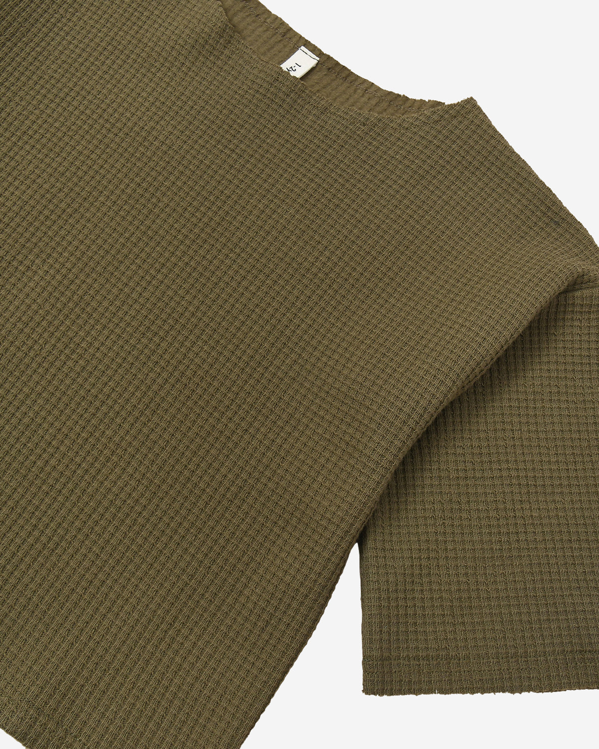 OLIVE WAFFLE BOXY SWEATSHIRT