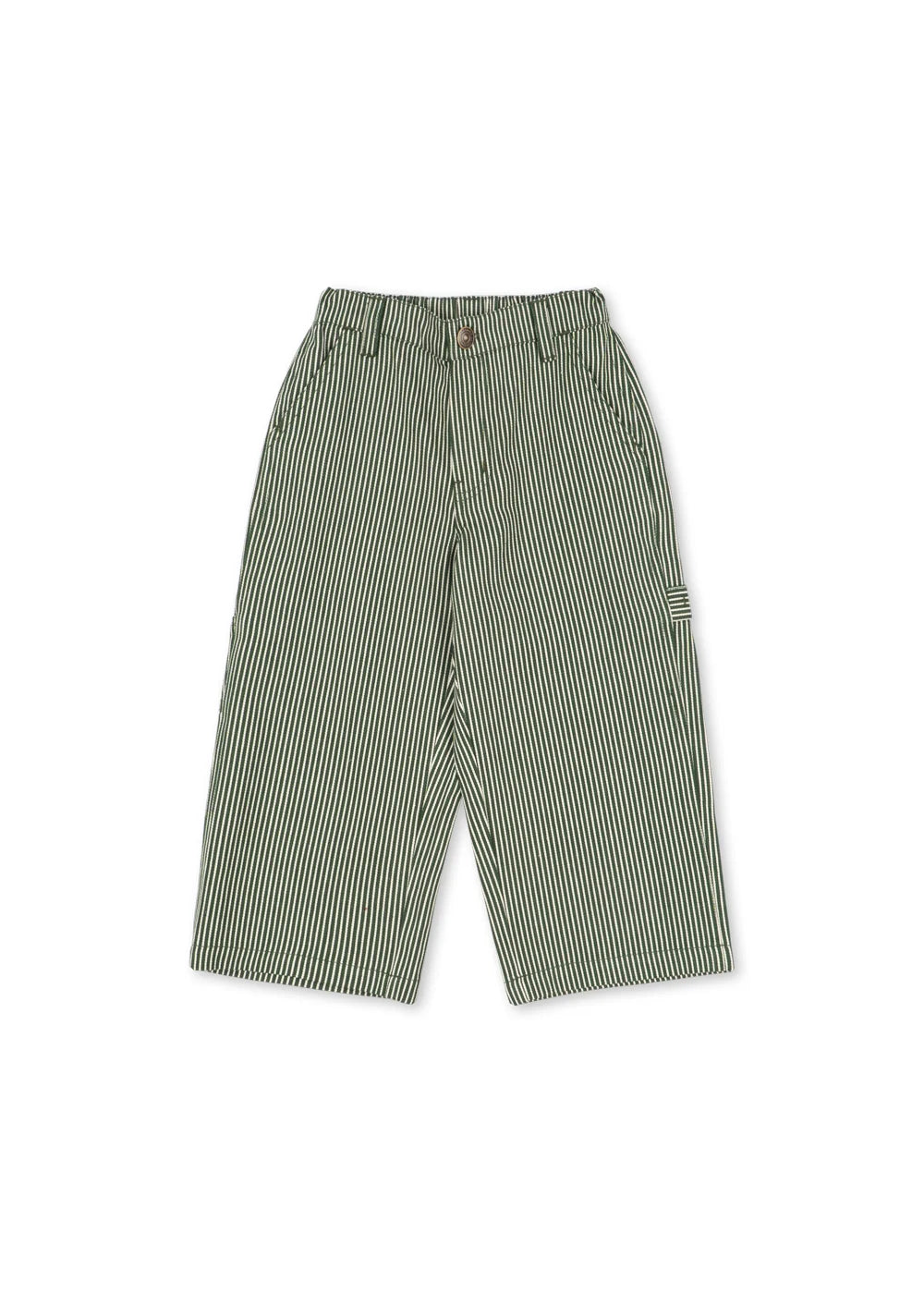 LUC PANTS GOTS - MILK VERTE STRIPE