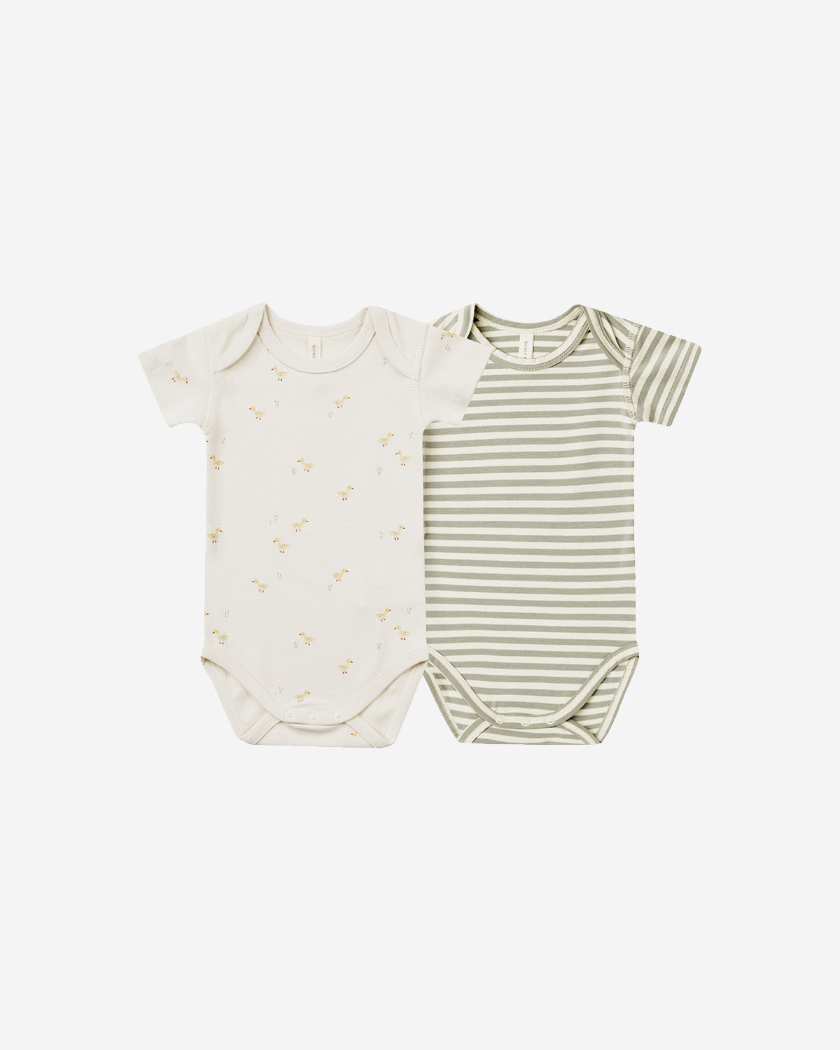 SHORT SLEEVE BODYSUIT, 2 PACK - DUCKS, SAGE STRIPE