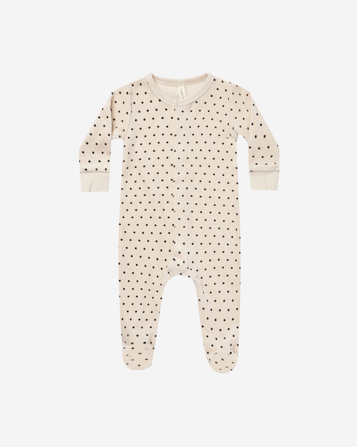 VELOUR HIDDEN SNAP FOOTIE - POLKA DOT