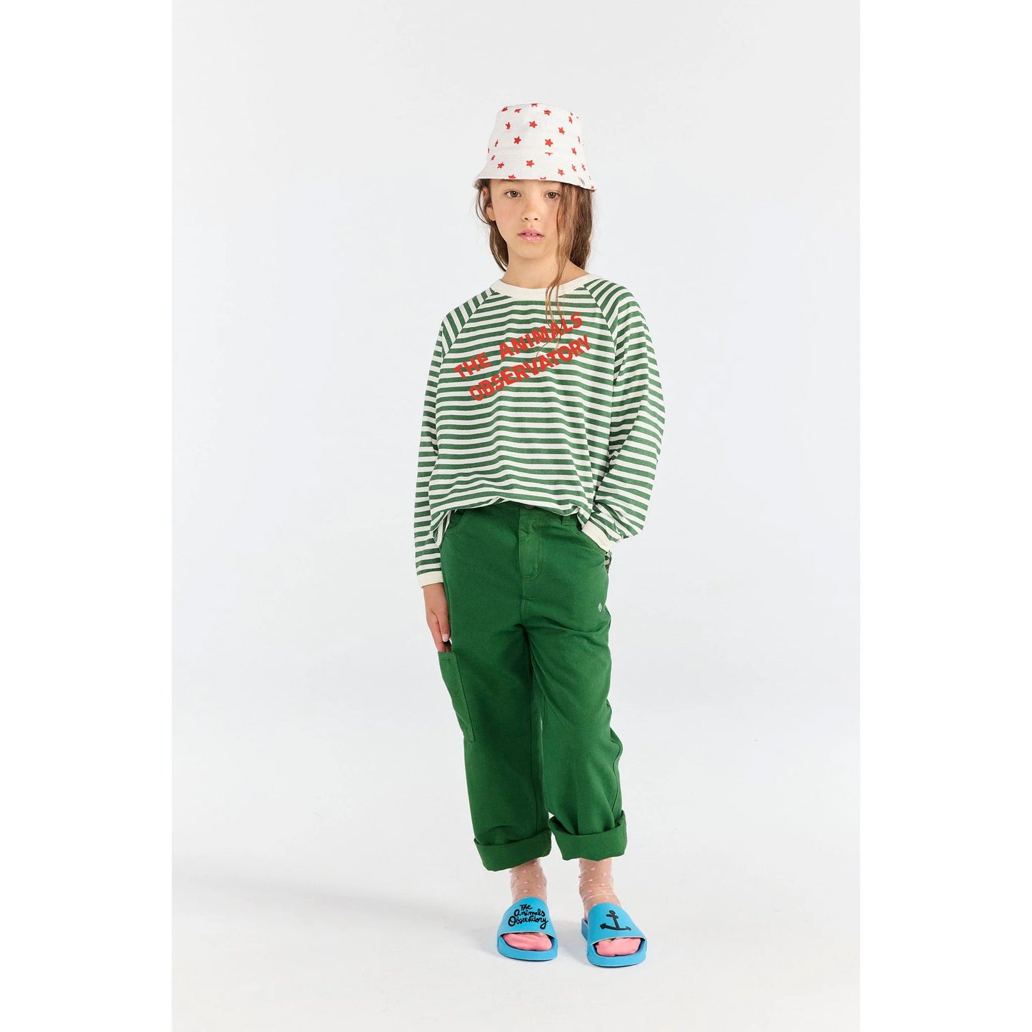 STRIPED DARK GREEN ANTEATER LONG SLEEVE T-SHIRT