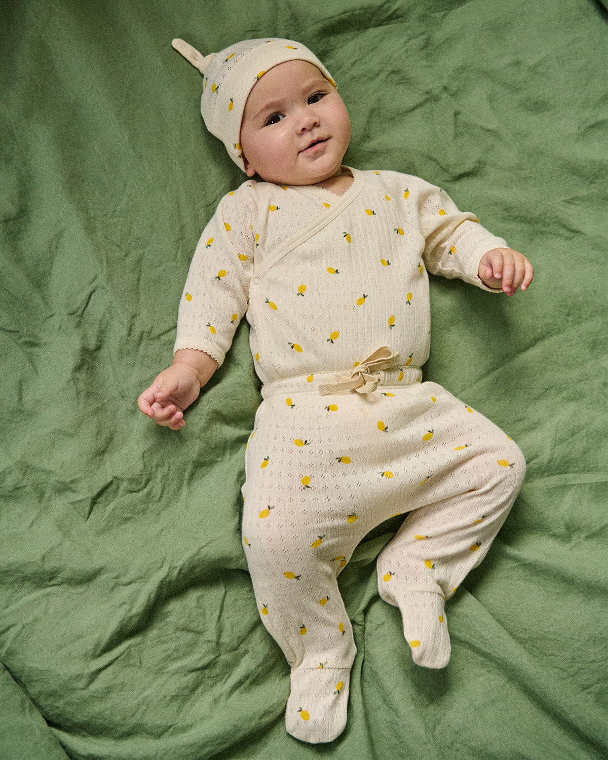 FOOTED ROMPERS POINTELLE - LEMON PRINT