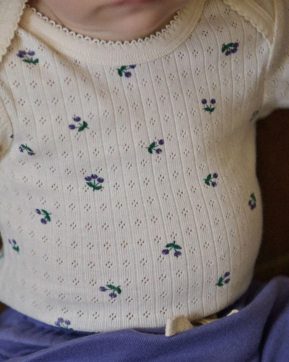 L/S BODYSUIT POINTELLE - WINTER BERRY PRINT