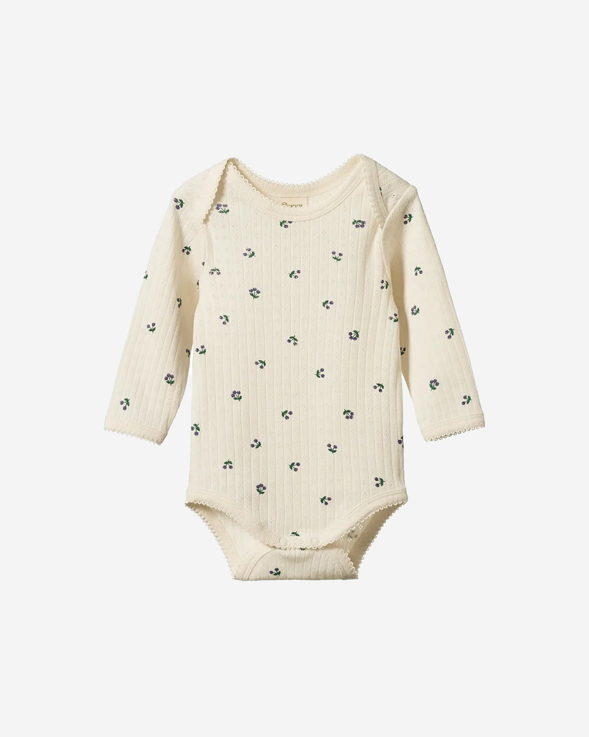 L/S BODYSUIT POINTELLE - WINTER BERRY PRINT
