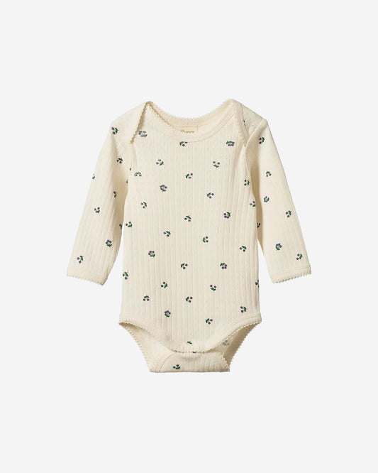L/S BODYSUIT POINTELLE - WINTER BERRY PRINT
