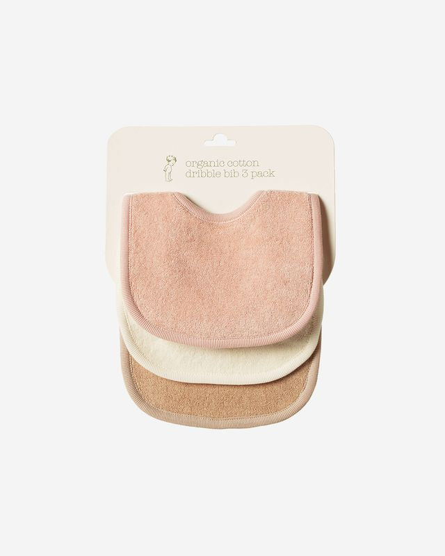 DRIBBLE BIBS 3 PACK - ROSE DUST/NATURAL/NOUGAT