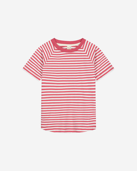 CREWNECK TEE GOTS - CHERRY & OFF WHITE