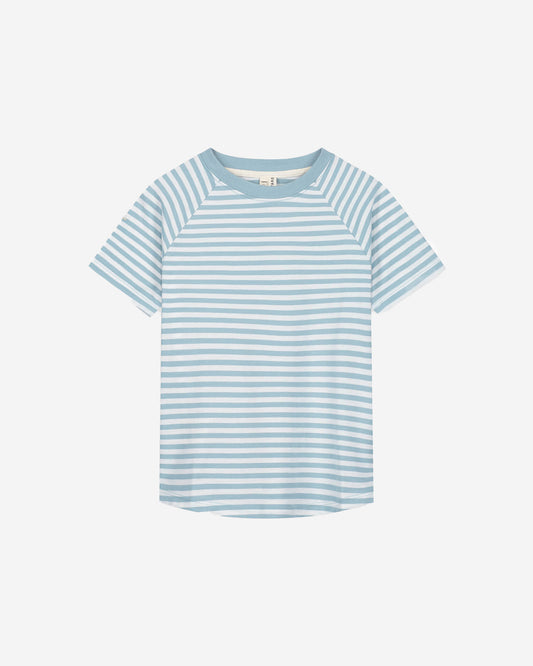 CREWNECK TEE GOTS - SKY & OFF WHITE