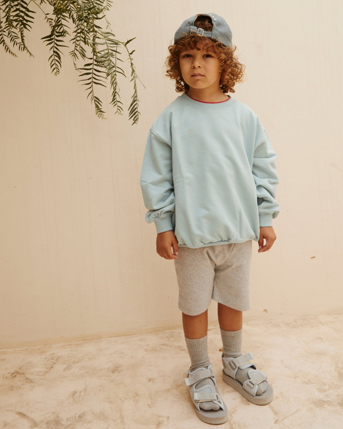 DROPPED SHOULDER SWEATER GOTS - SKY