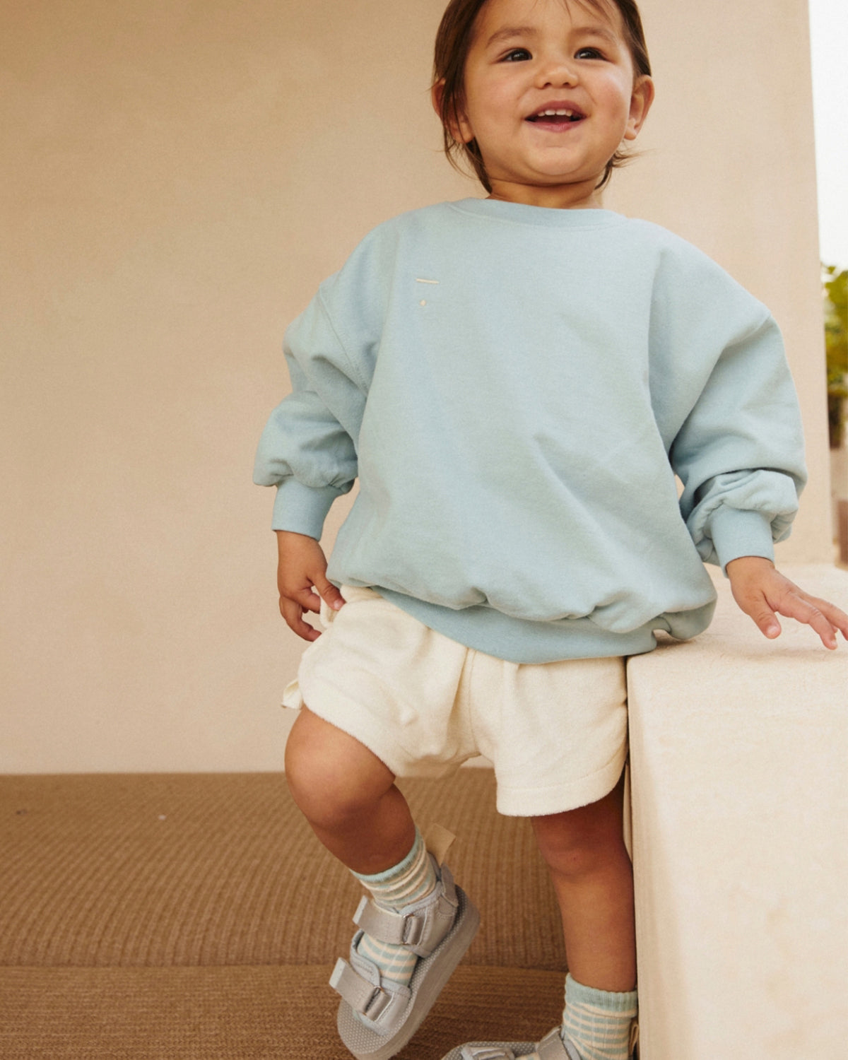 DROPPED SHOULDER SWEATER GOTS - SKY