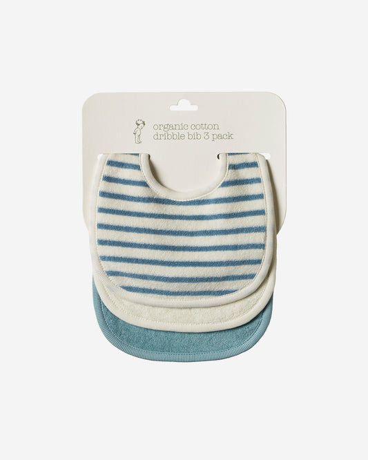 DRIBBLE BIBS 3 PACK - POWDER BLUE/NATURAL