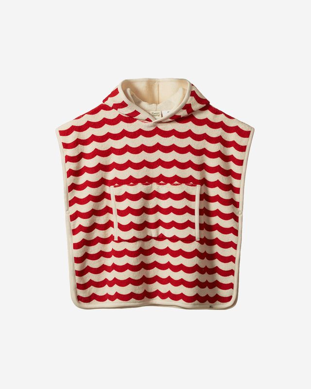 PONCHO TOWEL - WAVES RED PRINT