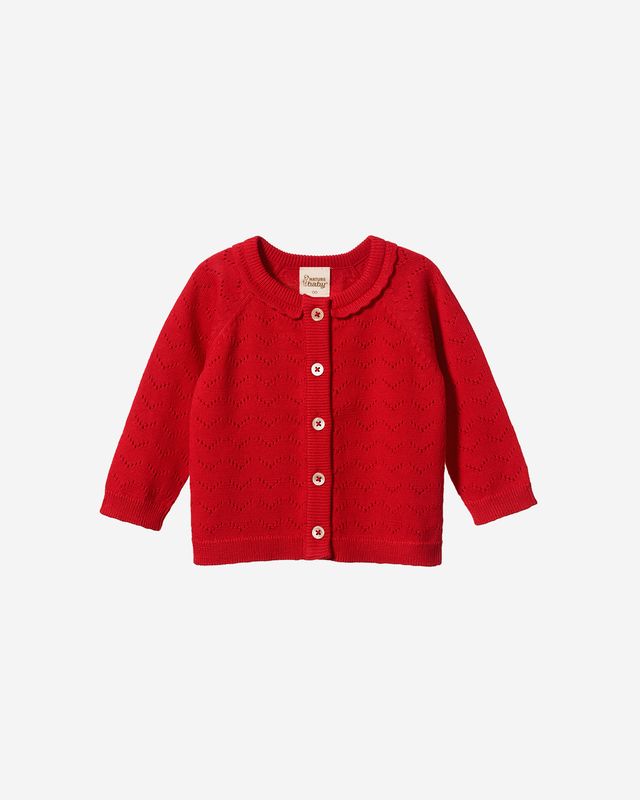 PIPER CARDIGAN - RASPBERRY RED POINTELLE