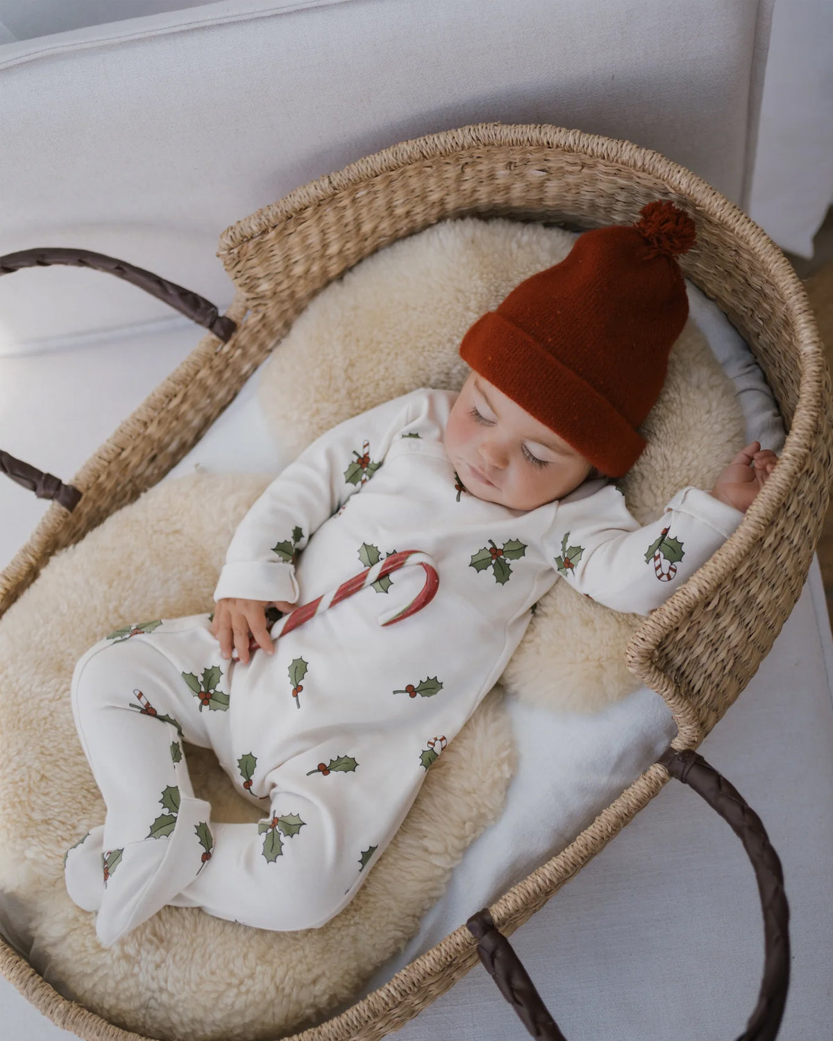 CHRISTMAS HOLLY FOOTED SUIT