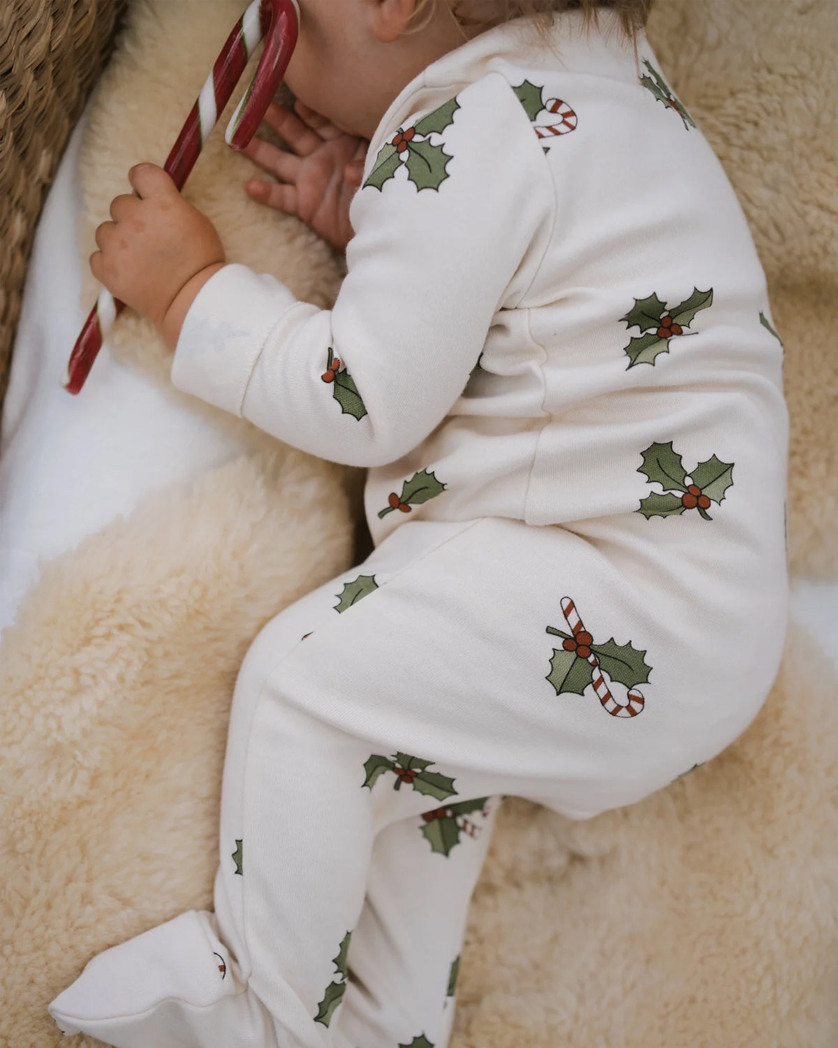 CHRISTMAS HOLLY FOOTED SUIT