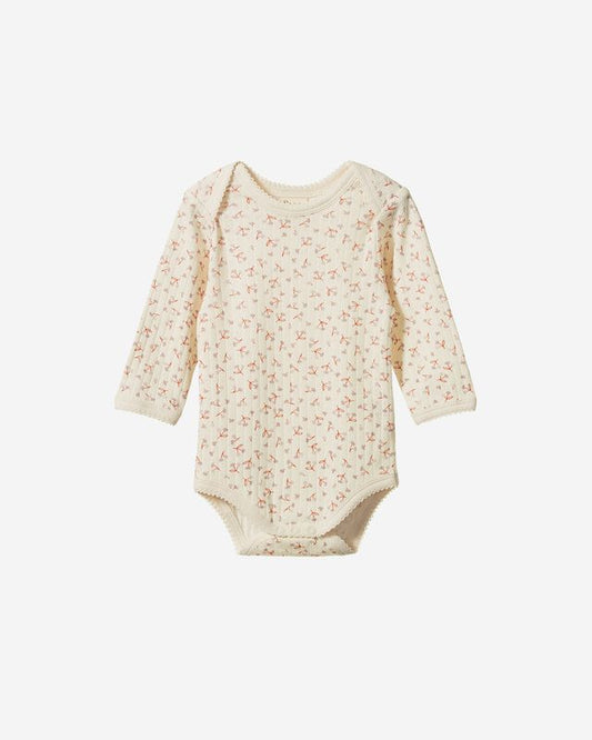 L/S BODYSUIT POINTELLE - DANDELION PRINT