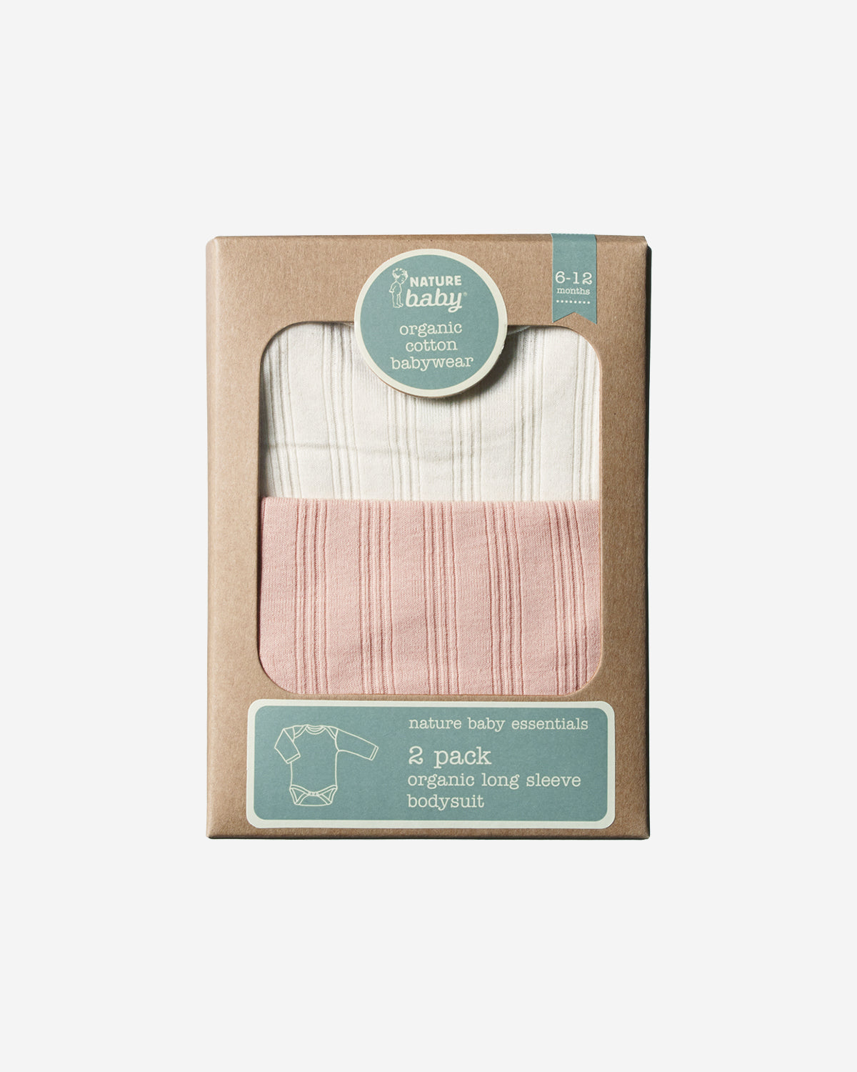 L/S BODYSUIT DERBY 2 PACK - NATURAL/ROSE BUD