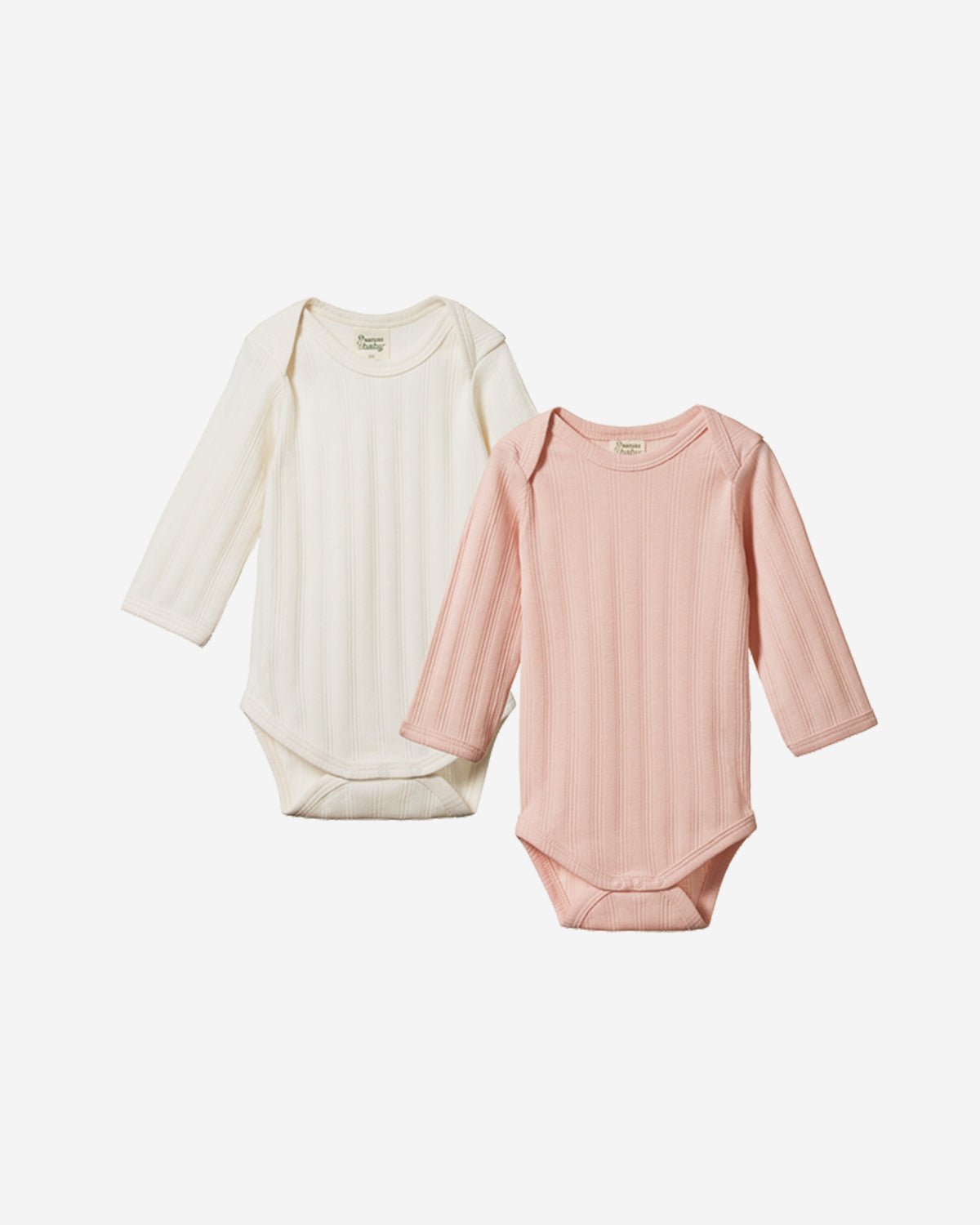L/S BODYSUIT DERBY 2 PACK - NATURAL/ROSE BUD