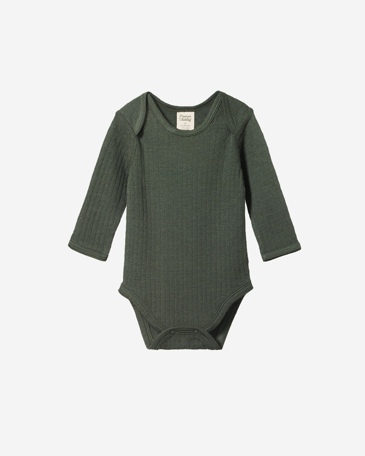 MERINO LONG SLEEVES BODYSUIT POINTELLE - THYME