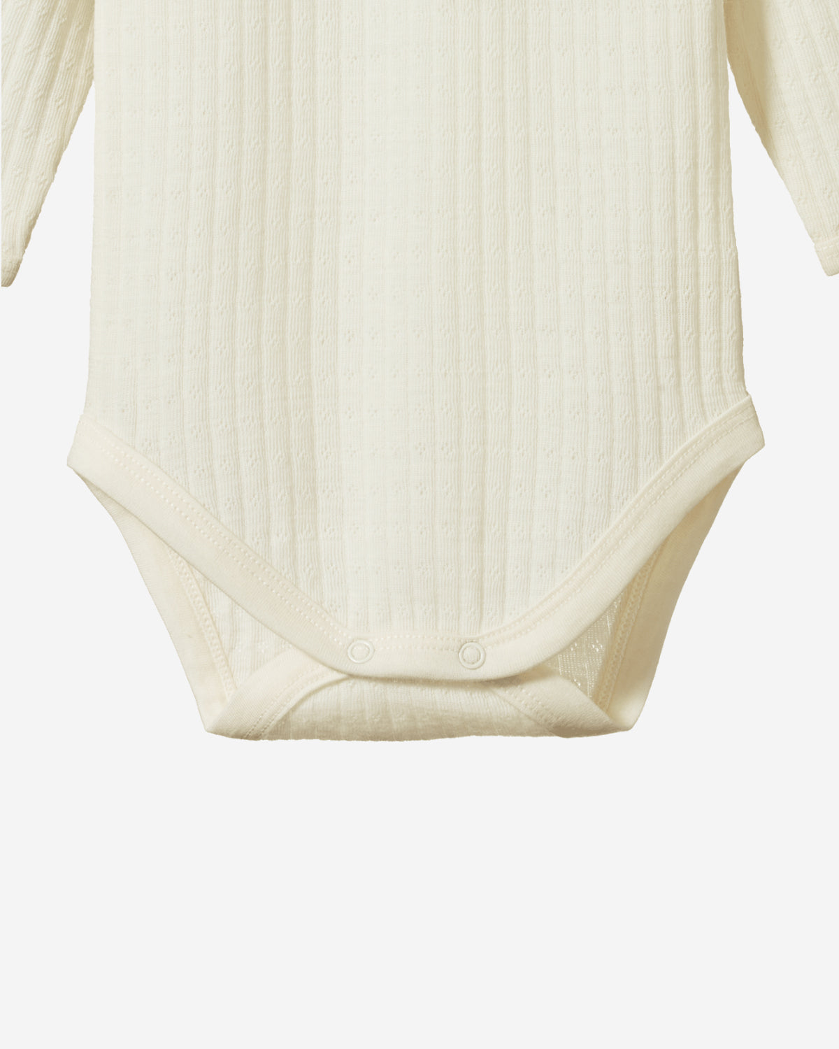 MERINO LONG SLEEVES BODYSUIT POINTELLE - NATURAL