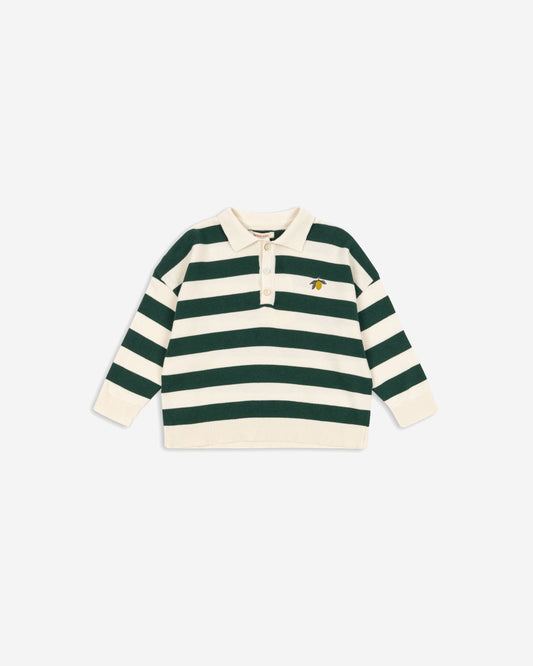 MANIS KNIT POLO - PINE GROVE STRIPE