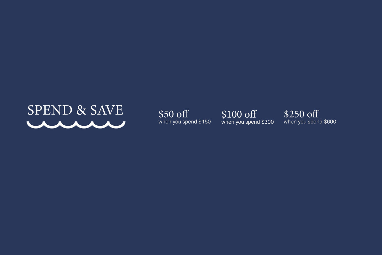 Promotional graphic with 'Spend & Save' offer on a blue background
