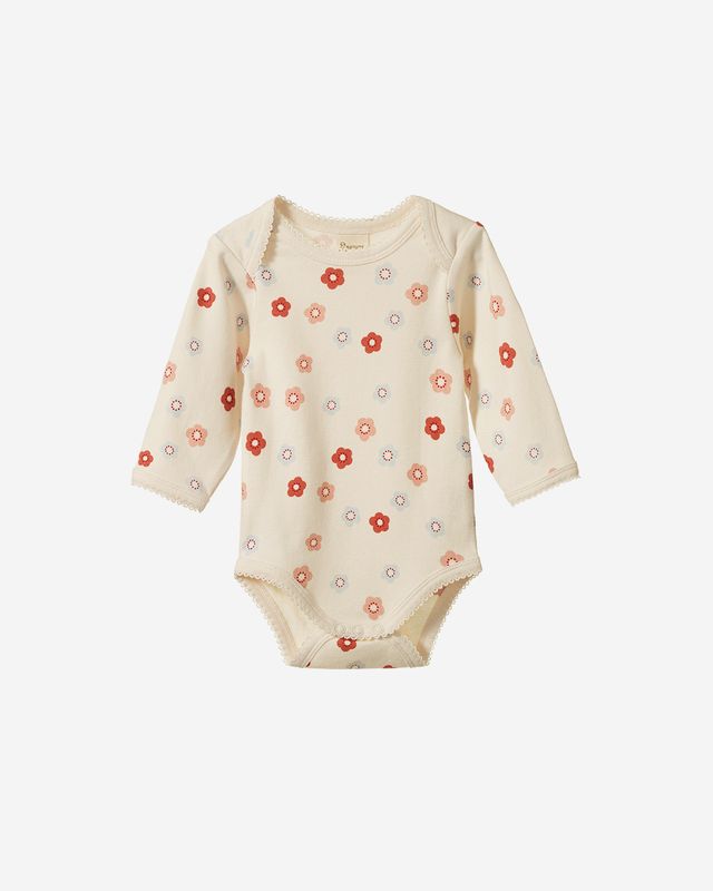 LONG SLEEVE BODYSUIT - PETITE FLORA STAMP PRINT